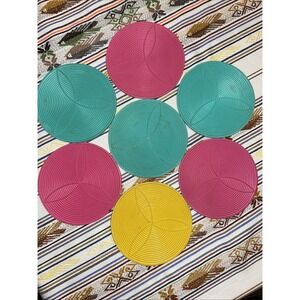 7‎ Vintage Collectible DuPont Neoprene Bright Pastel Rubber Coasters